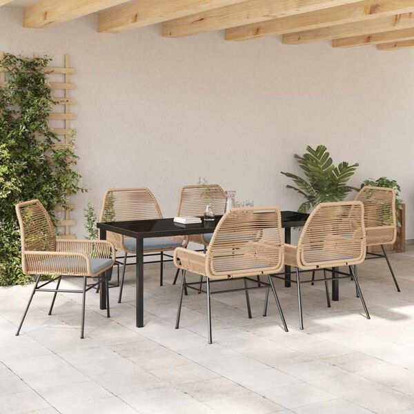 vidaXL Set da Pranzo per Giardino 7 pcs Marrone polyrattan