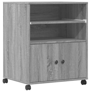 vidaXL Supporto per Stampante con Ruote Grigio Sonoma 60x48x74 cm