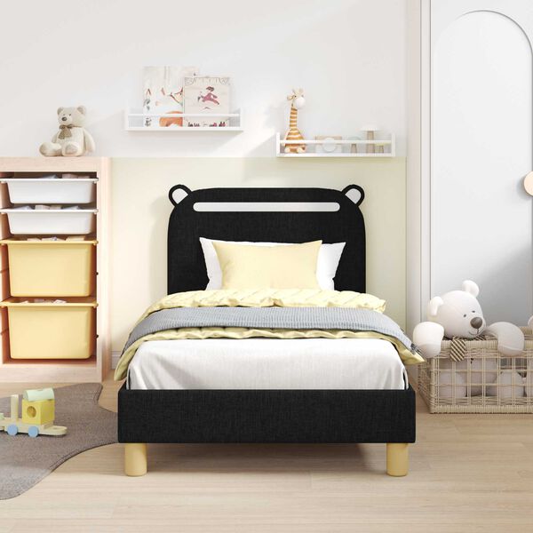 vidaXL Struttura letto bambini con testata Nero 80 x 160 cm Tessuto