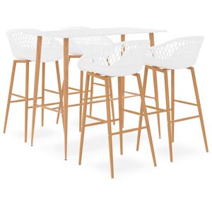 vidaXL Set da Bar 5 pz Bianco