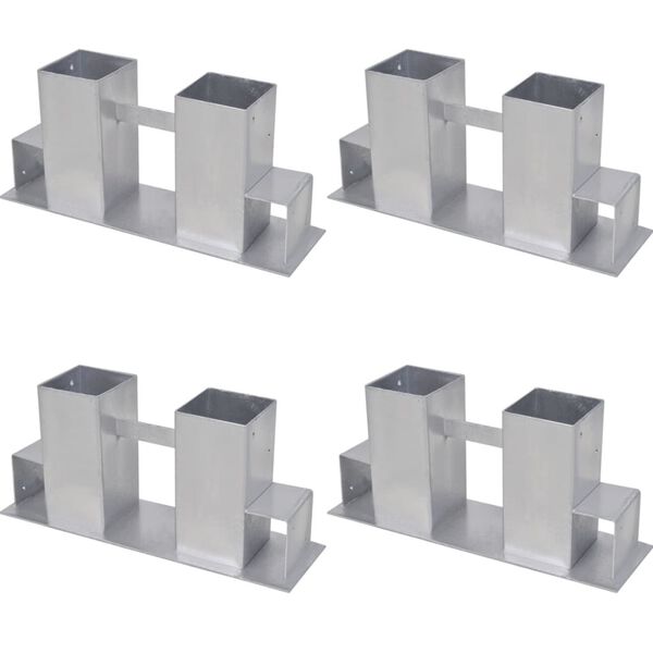 vidaXL Set Supporti per Legna da Ardere 4 pz in Acciaio Argento