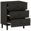 vidaXL Comodino Nero 50x33x60 cm in Legno Massello di Mango