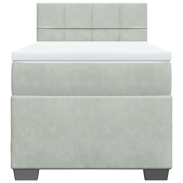 vidaXL Giroletto a Molle con Materasso Grigio Chiaro 100x200cm Velluto