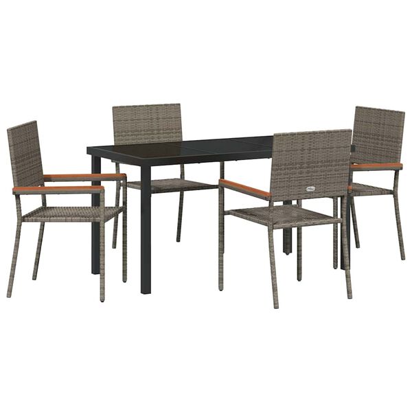 vidaXL Set da Pranzo per Giardino con cuscino 5 pcs Grigio polyrattan