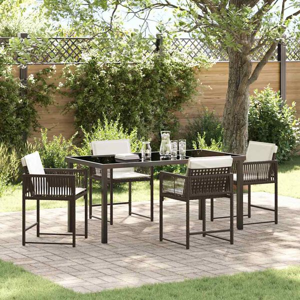 vidaXL Set da Pranzo per Giardino 5 pcs Marrone polyrattan