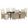 vidaXL Set da Pranzo per Giardino con cuscino 7 pcs Beige polyrattan