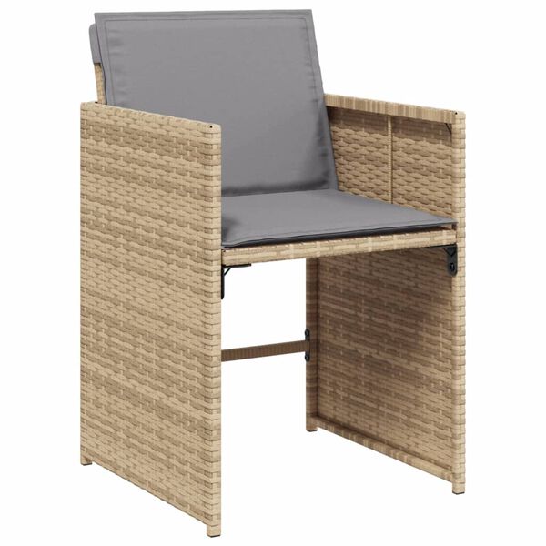 vidaXL Set Pranzo da Giardino 15 pz con Cuscini Beige Misto Polyrattan