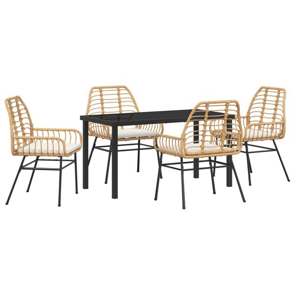 vidaXL Set da Pranzo per Giardino 5 pcs Marrone polyrattan