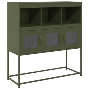 vidaXL Credenza Verde Oliva 100,5x39x107 cm Acciaio Laminato a Freddo