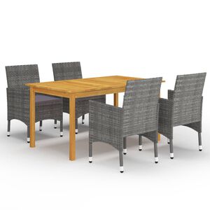 vidaXL Set Mobili da Pranzo per Giardino 5 pz Grigio