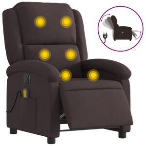 vidaXL Poltrona Massaggio Reclinabile Elettrica Marrone Scuro Tessuto