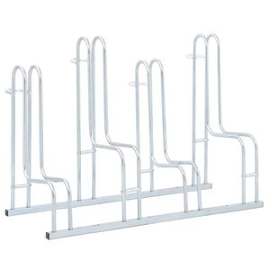 vidaXL Supporto per 4 Bici da Pavimento Autoportante Acciaio Zincato
