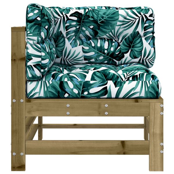 vidaXL Divano Angolare con Cuscini in Legno Impregnato di Pino