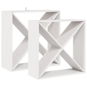 vidaXL Portabottiglie 2 pcs Bianco 62 x 25 x 62 cm Pino massello