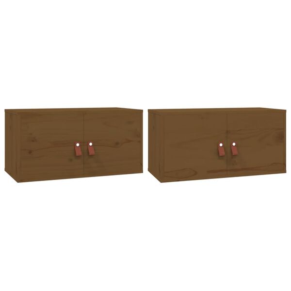 vidaXL Pensili 2 pz Marrone ambra 60x30x30cm in Legno Massello di Pino