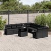 vidaXL Set Divani da Giardino 11 pz con Cuscini in Polyrattan Nero
