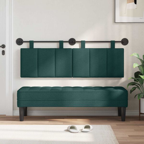 vidaXL Testata appesa Rigato Verde Scuro 150 x 55 x 5 cm Tessuto