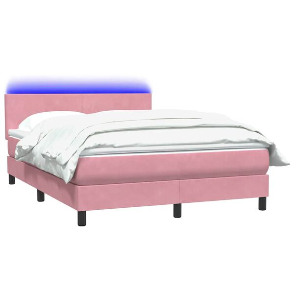 vidaXL Letto a Molle con Materasso e LED Rosa 160x220 cm in Velluto
