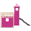 vidaXL Letto a Castello con Scivolo e Tende Rosa 90x200 cm