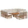 vidaXL Set Divano da Giardino 12 pz Naturale e Bianco Crema polyrattan