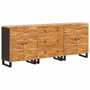 vidaXL Credenza 3 pz 60 x 33 x 75 cm Legno di mango massello Marrone