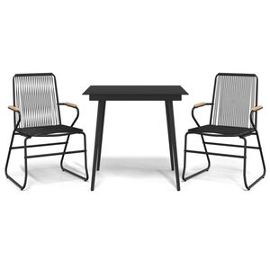 vidaXL Set da Pranzo da Giardino 3 pz Nero in Rattan PVC