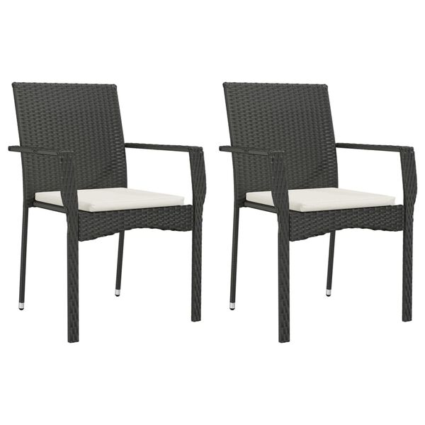 vidaXL Set da Pranzo da Giardino 3 pz con Cuscini Nero in Polyrattan