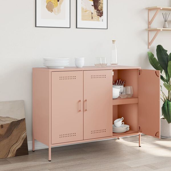 vidaXL Credenza Rosa 100,5x39x79 cm in Acciaio