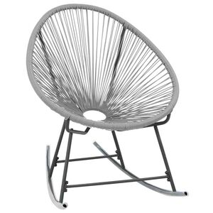 vidaXL Sedia a Dondolo da Esterno Grigia in Polyrattan