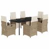 vidaXL Set da Pranzo da Giardino 7 pz con Cuscini Beige in Polyrattan