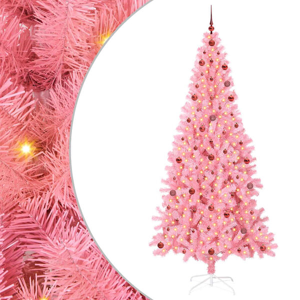 vidaXL Albero di Natale con 300 LED con supporto Rosa 240 cm PVC