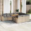 vidaXL Set Divani da Giardino 11pz con Cuscini Beige Acacia Polyrattan