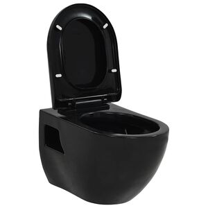 vidaXL WC Sospeso in Ceramica Nera