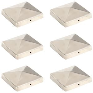 vidaXL Tappi per Pali a Piramide 6 pz in Acciaio Inox 101x101 mm