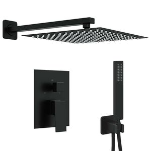 vidaXL Sistema doccia a scomparsa (Quadrato) Nero