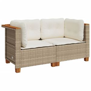 vidaXL Divani Angolari da Giardino con Cuscini 2pz Polyrattan Beige