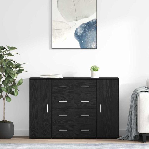 vidaXL Sideboards Corona 2 pcs Rovere Nero 59 x 39 x 80 cm
