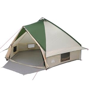 vidaXL Tenda Teepee per 10 persone 10 persona Verde e Bianco