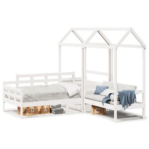 vidaXL Set Dormeuse e Panca con Tetto Bianco 80x200cm Massello Pino