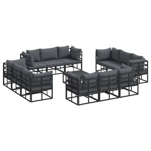 vidaXL Set Divano da Giardino 13 pz Nero Metallo