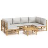 vidaXL Set Salotto da Giardino 7pz con Cuscini Grigio Chiaro Bamb&ugrave;