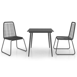 vidaXL Set da Pranzo da Giardino 3 pz in Rattan PVC Nero
