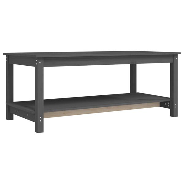 vidaXL Tavolino da Salotto Grigio 110x55x45 cm Legno Massello di Pino