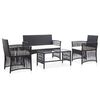 vidaXL Set Divani da Giardino 4 pz con Cuscini in Polyrattan Nero