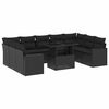 vidaXL Set Divani da Giardino 10pz con Cuscini in Polyrattan Nero