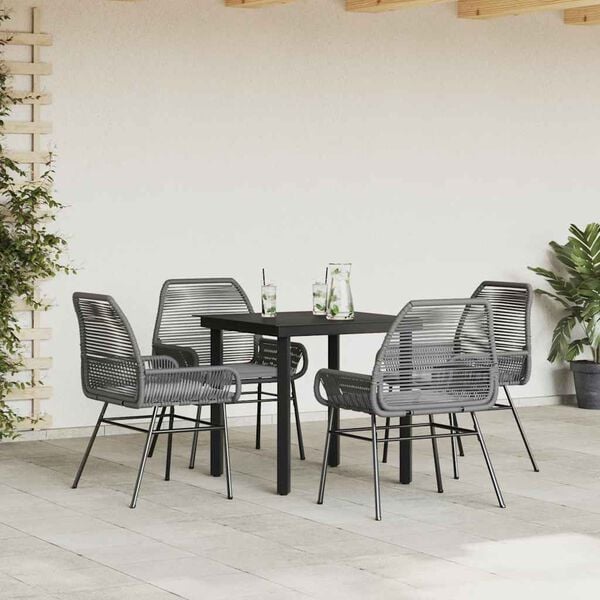 vidaXL Set da Pranzo da Giardino 5 pz con Cuscini Polyrattan Vetro