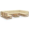 vidaXL Set Salotto Giardino e Cuscini 10 pz Legno Massello Pino Ambra