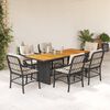 vidaXL Set da Pranzo da Giardino 7 pz Nero con Cuscini in Polyrattan