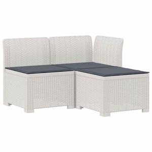 vidaXL Divano da giardino 3 posti con cuscini in look rattan PP Bianco