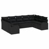 vidaXL Set di divani con cuscino Nero Rattan in Polipropilene